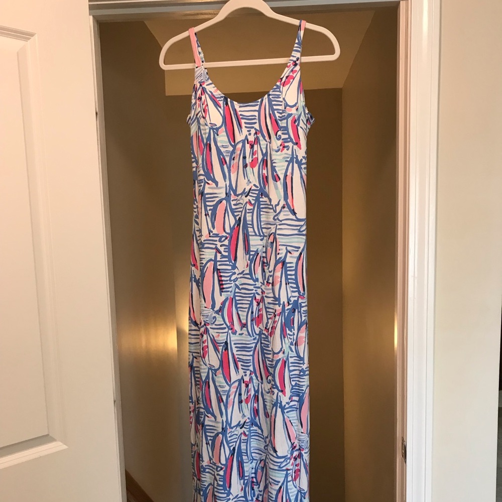 Lilly Pulitzer Red Right Return tie-back maxi dress